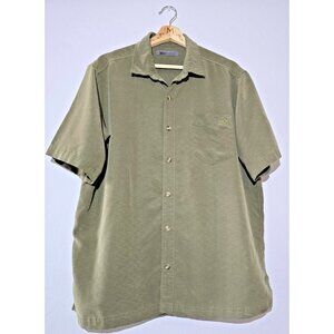 VTG REI Short Sleeve Button-Up Shirt Men’s Large Olive Green Outdoor Hiking